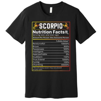 Scorpio Nutrition Facts teeZodiac Horoscope  Premium T-Shirt