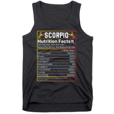 Scorpio Nutrition Facts teeZodiac Horoscope  Tank Top