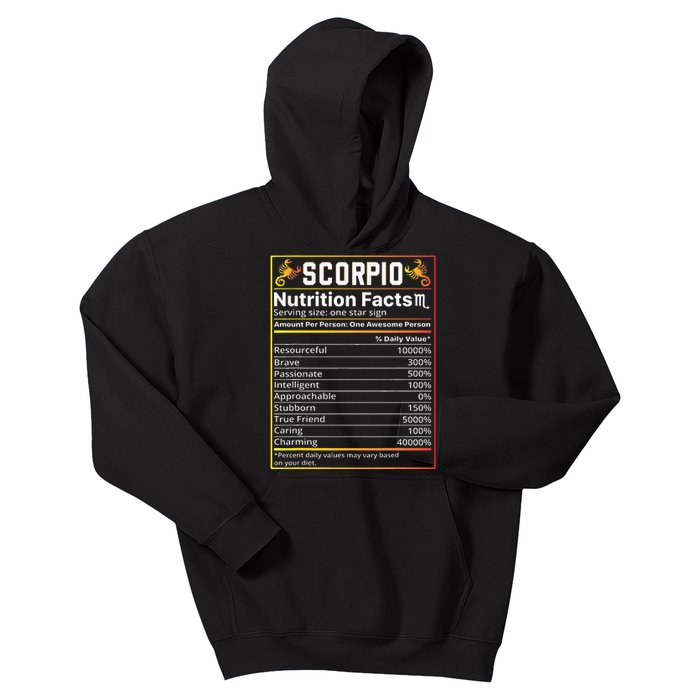 Scorpio Nutrition Facts teeZodiac Horoscope  Kids Hoodie