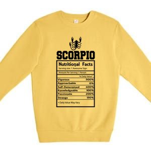 Scorpio Nutritional Facts Horoscope Zodiac Astrology Sign Meaningful Gift Premium Crewneck Sweatshirt