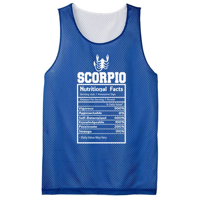 Scorpio Nutritional Facts Horoscope Zodiac Astrology Sign Meaningful Gift Mesh Reversible Basketball Jersey Tank