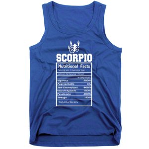 Scorpio Nutritional Facts Horoscope Zodiac Astrology Sign Meaningful Gift Tank Top