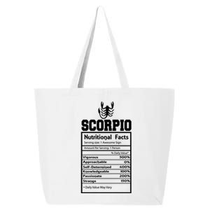 Scorpio Nutritional Facts Horoscope Zodiac Astrology Sign Meaningful Gift 25L Jumbo Tote