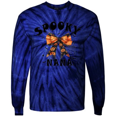 Spooky Nana Funny Pumpkin Halloween Season Matching Family Tie-Dye Long Sleeve Shirt