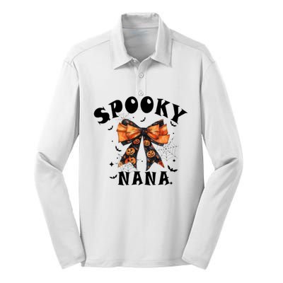 Spooky Nana Funny Pumpkin Halloween Season Matching Family Silk Touch Performance Long Sleeve Polo