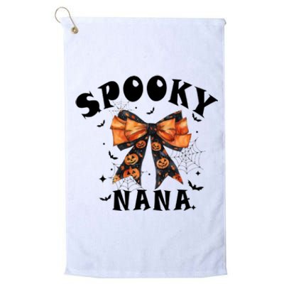 Spooky Nana Funny Pumpkin Halloween Season Matching Family Platinum Collection Golf Towel