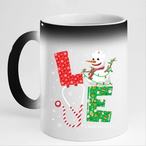 School Nurse Funny Nursing Christmas Snow Love Nurse Life Gift 11oz Black Color Changing Mug