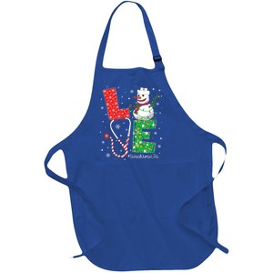 School Nurse Funny Nursing Christmas Snow Love Nurse Life Gift Full-Length Apron With Pockets