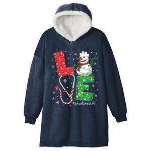 School Nurse Funny Nursing Christmas Snow Love Nurse Life Gift Hooded Wearable Blanket