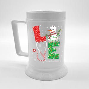 School Nurse Funny Nursing Christmas Snow Love Nurse Life Gift Beer Stein