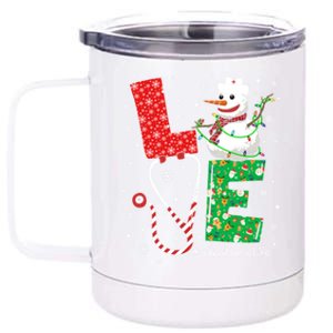 School Nurse Funny Nursing Christmas Snow Love Nurse Life Gift 12 oz Stainless Steel Tumbler Cup