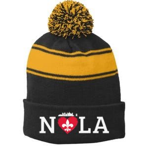 Support Never Forget Nola Orleans Strong Stripe Pom Pom Beanie