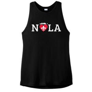 Support Never Forget Nola Orleans Strong Ladies PosiCharge Tri-Blend Wicking Tank