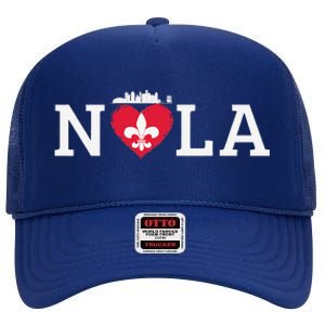 Support Never Forget Nola Orleans Strong High Crown Mesh Back Trucker Hat