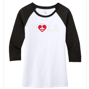 Support Never Forget Nola Orleans Strong Women's Tri-Blend 3/4-Sleeve Raglan Shirt