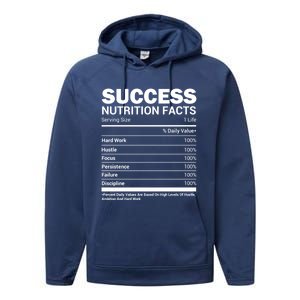 Success Nutrition Facts Funny Entrepreneur Motivation Gift Performance Fleece Hoodie