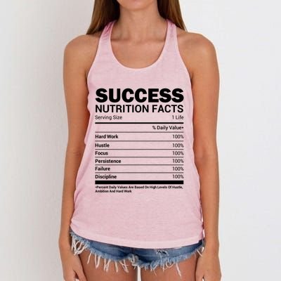 Success Nutrition Facts Funny Entrepreneur Motivation Gift Women's Knotted Racerback Tank