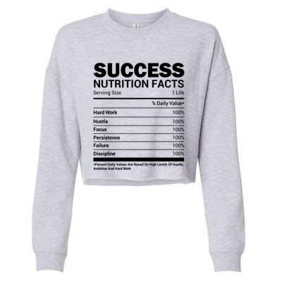 Success Nutrition Facts Funny Entrepreneur Motivation Gift Cropped Pullover Crew