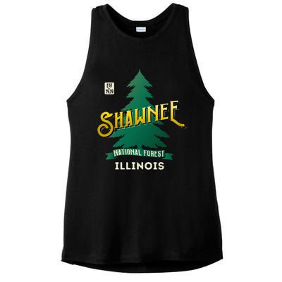 Shawnee National Forest Retro Logo Illinois Ladies PosiCharge Tri-Blend Wicking Tank