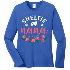 Sheltie Nana Funny Gift Cute Dog Lover Owner Christmas Mom Gift Ladies Long Sleeve Shirt