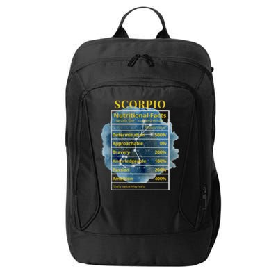 Scorpio Nutritional Facts Funny Astrology Zodiac Star Sign Gift City Backpack