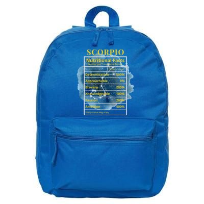 Scorpio Nutritional Facts Funny Astrology Zodiac Star Sign Gift 16 in Basic Backpack