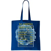 Scorpio Nutritional Facts Funny Astrology Zodiac Star Sign Gift Tote Bag