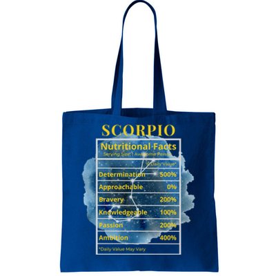 Scorpio Nutritional Facts Funny Astrology Zodiac Star Sign Gift Tote Bag