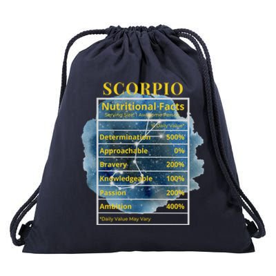 Scorpio Nutritional Facts Funny Astrology Zodiac Star Sign Gift Drawstring Bag