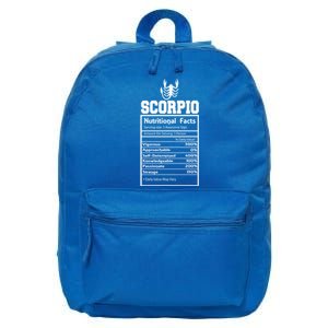 Scorpio Nutritional Facts Horoscope Zodiac Astrology Sign Gift 16 in Basic Backpack