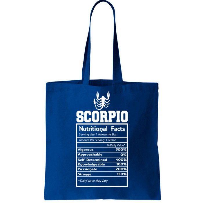 Scorpio Nutritional Facts Horoscope Zodiac Astrology Sign Gift Tote Bag