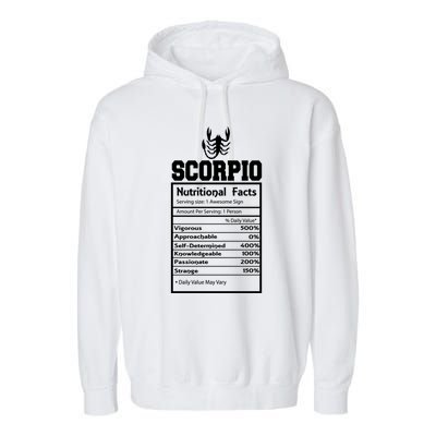 Scorpio Nutritional Facts Horoscope Zodiac Astrology Sign Gift Garment-Dyed Fleece Hoodie