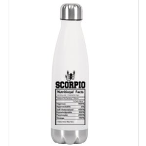 Scorpio Nutritional Facts Horoscope Zodiac Astrology Sign Gift Stainless Steel Insulated Water Bottle