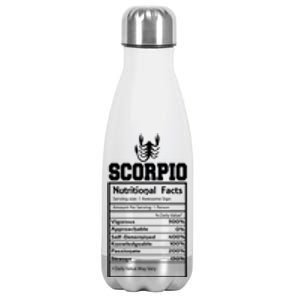 Scorpio Nutritional Facts Horoscope Zodiac Astrology Sign Gift Stainless Steel Insulated Water Bottle