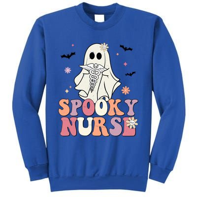 Spooky Nurse Ghost Halloween Groovy Retro Boo Boo Crew Nurse Funny Gift Sweatshirt