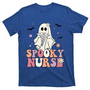 Spooky Nurse Ghost Halloween Groovy Retro Boo Boo Crew Nurse Funny Gift T-Shirt