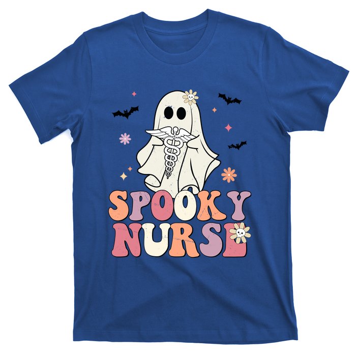 Spooky Nurse Ghost Halloween Groovy Retro Boo Boo Crew Nurse Funny Gift T-Shirt