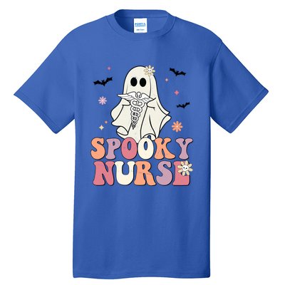 Spooky Nurse Ghost Halloween Groovy Retro Boo Boo Crew Nurse Funny Gift Tall T-Shirt