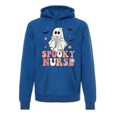 Spooky Nurse Ghost Halloween Groovy Retro Boo Boo Crew Nurse Funny Gift Premium Hoodie