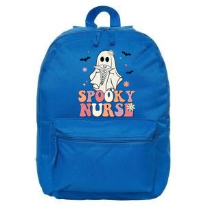 Spooky Nurse Ghost Halloween Groovy Retro Boo Boo Crew Nurse Funny Gift 16 in Basic Backpack