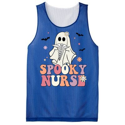 Spooky Nurse Ghost Halloween Groovy Retro Boo Boo Crew Nurse Funny Gift Mesh Reversible Basketball Jersey Tank