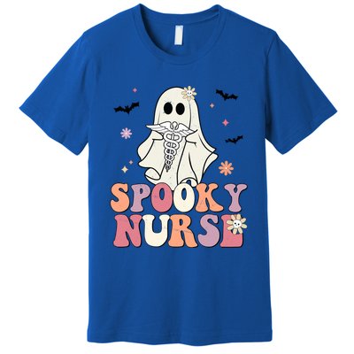 Spooky Nurse Ghost Halloween Groovy Retro Boo Boo Crew Nurse Funny Gift Premium T-Shirt