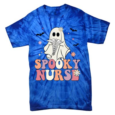 Spooky Nurse Ghost Halloween Groovy Retro Boo Boo Crew Nurse Funny Gift Tie-Dye T-Shirt