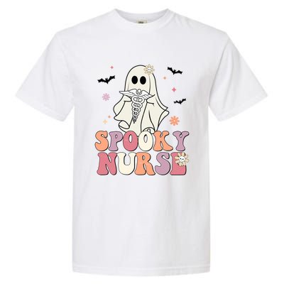 Spooky Nurse Ghost Halloween Groovy Retro Boo Boo Crew Nurse Funny Gift Garment-Dyed Heavyweight T-Shirt