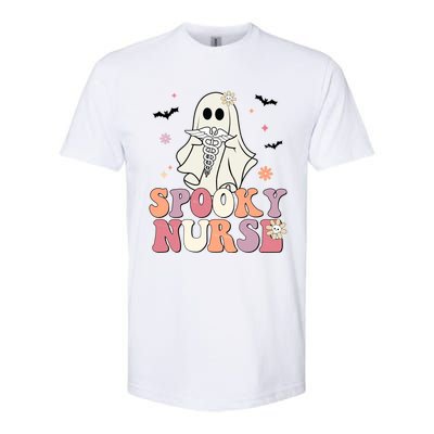 Spooky Nurse Ghost Halloween Groovy Retro Boo Boo Crew Nurse Funny Gift Softstyle® CVC T-Shirt