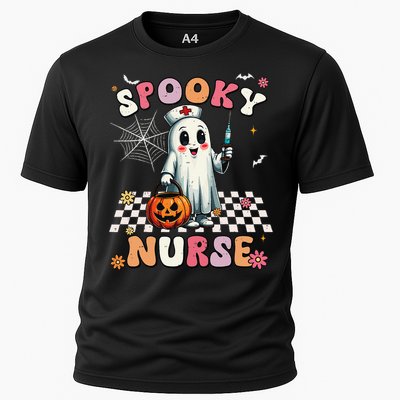 Spooky Nurse Ghost Halloween Cute Groovy Nursing Halloween Gift Cooling Performance Crew T-Shirt