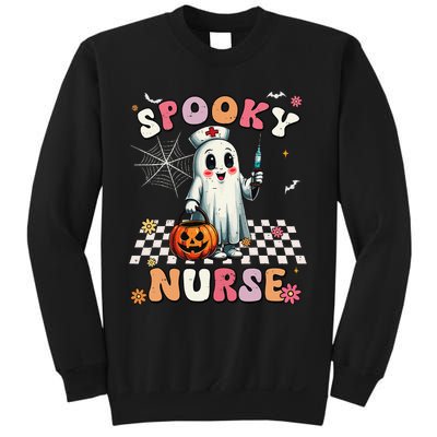 Spooky Nurse Ghost Halloween Cute Groovy Nursing Halloween Gift Sweatshirt