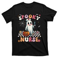 Spooky Nurse Ghost Halloween Cute Groovy Nursing Halloween Gift T-Shirt