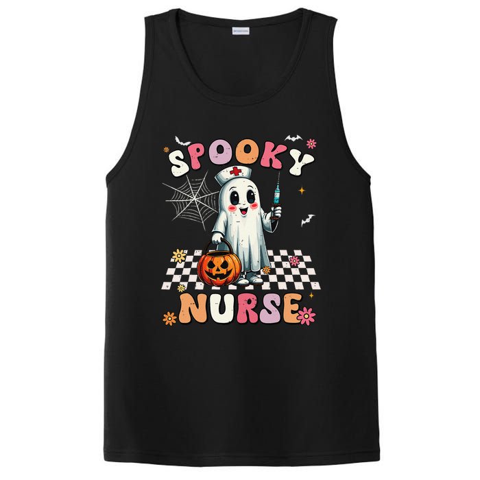 Spooky Nurse Ghost Halloween Cute Groovy Nursing Halloween Gift PosiCharge Competitor Tank