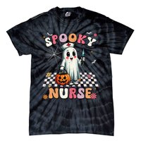 Spooky Nurse Ghost Halloween Cute Groovy Nursing Halloween Gift Tie-Dye T-Shirt